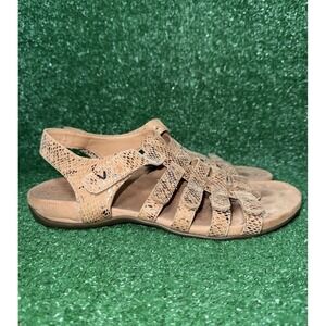 Vionic Harissa Brown Snakeskin Leather Strappy Sandals Comfy Women's Size 9.5